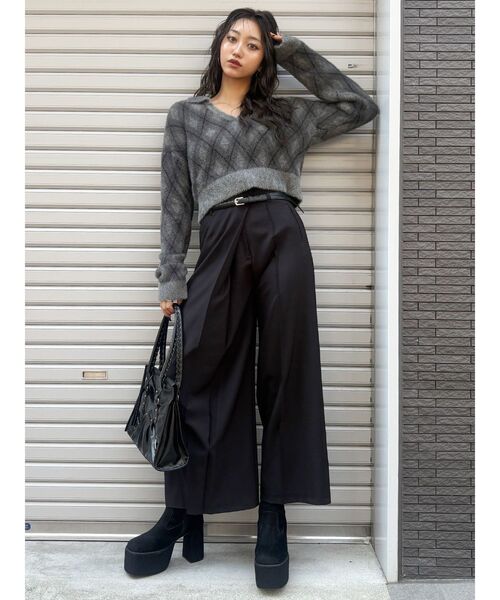 MURUA(ムルーア)の「ベルトハイウエストワイドパンツ(その他パンツ・レディース・ベージュ/ブラック/ブラウン・1/2)」の13枚目の写真