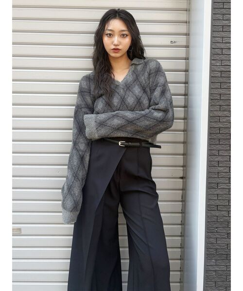 MURUA(ムルーア)の「ベルトハイウエストワイドパンツ(その他パンツ・レディース・ベージュ/ブラック/ブラウン・1/2)」の6枚目の写真