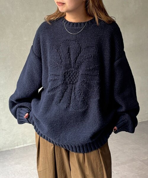 CPCM（シーピーシーエム）の「同色花柄ジャガードニット（ニット/セーター・レディース・ブルー/アイボリー/グリーン/マスタード/ネイビー・SMALL/MEDIUM）」の12枚目の写真