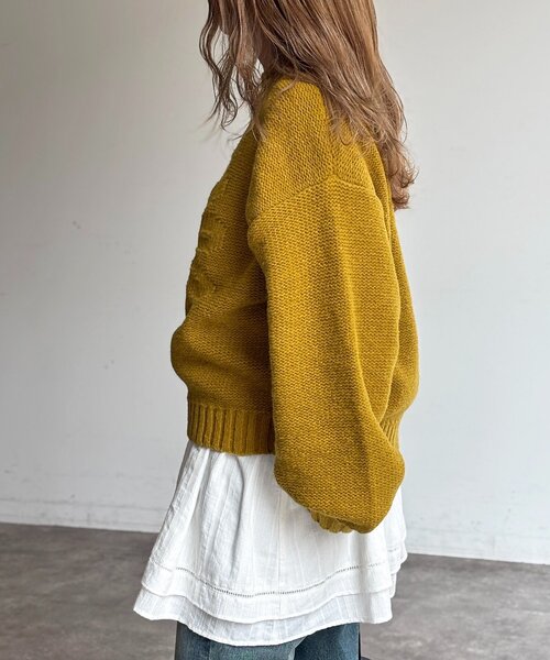 CPCM（シーピーシーエム）の「同色花柄ジャガードニット（ニット/セーター・レディース・ブルー/アイボリー/グリーン/マスタード/ネイビー・SMALL/MEDIUM）」の20枚目の写真