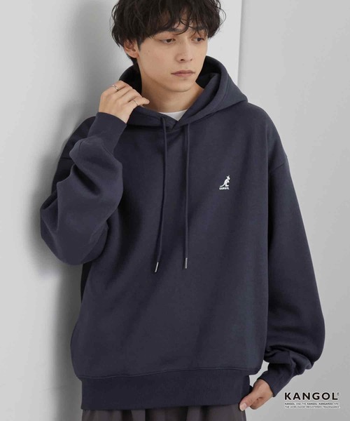 KANGOL（カンゴール）の「KANGOL/カンゴール 別注 ロゴ ワンポイント刺繍 オーバーサイズ シームポケット 裏起毛 プルオーバーパーカー（パーカー・メンズ・チャコール/ワイン系/グレー/グレイッシュベージュ/ブラック/ブラウン/ネイビー・L/M/S）」の6枚目の写真