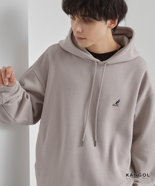 KANGOL（カンゴール）の「KANGOL/カンゴール 別注 ロゴ ワンポイント刺繍 オーバーサイズ シームポケット 裏起毛 プルオーバーパーカー（パーカー・メンズ・チャコール/ワイン系/グレー/グレイッシュベージュ/ブラック/ブラウン/ネイビー・L/M/S）」の5枚目の写真