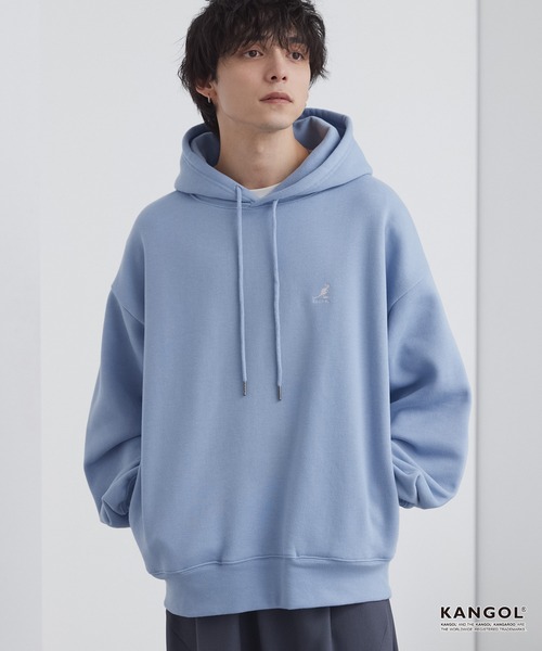 KANGOL（カンゴール）の「KANGOL/カンゴール 別注 ロゴ ワンポイント刺繍 オーバーサイズ シームポケット 裏起毛 プルオーバーパーカー（パーカー・メンズ・チャコール/ワイン系/グレー/グレイッシュベージュ/ブラック/ブラウン/ネイビー/モカ/グレイッシュブルー・L/M/S）」の8枚目の写真