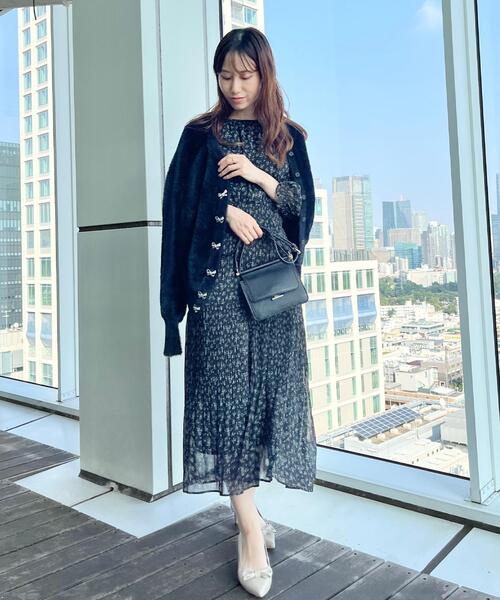 セール】【高見え・大人可愛い】ビジューリボン釦 前後2WAYフェザー