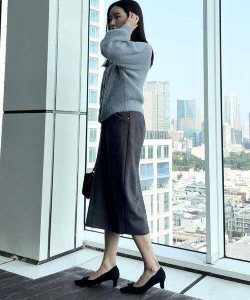 couture brooch（クチュールブローチ）の「【高見え・大人可愛い】ビジューリボン釦 前後2WAYフェザーカーディガントップス（カーディガン/ボレロ・レディース・アイボリー/ブラック/サックスブルー・36/38/40/42）」の15枚目の写真