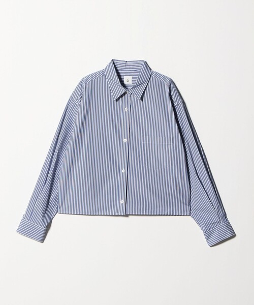 6（ロク）の「＜6(ROKU)＞コットン ストライプ クロップド シャツ（シャツ/ブラウス・レディース・ライトブルー・FREE）」の2枚目の写真