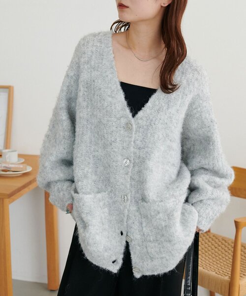 セール】【WEB限定】ウール混ループヤーンニットカーディガン