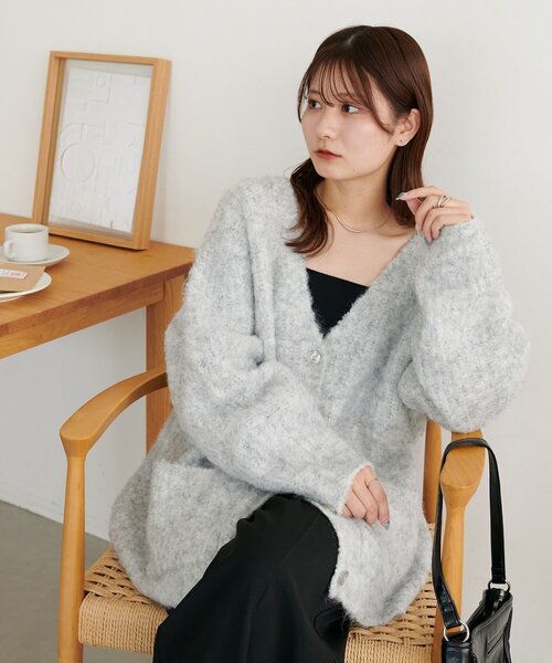セール】【WEB限定】ウール混ループヤーンニットカーディガン
