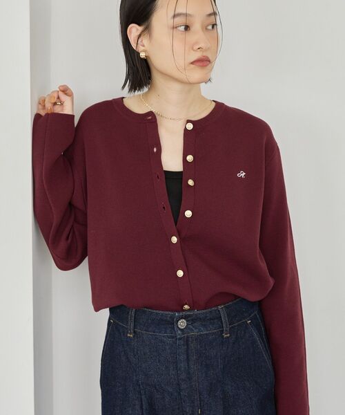 AMERICAN HOLIC（アメリカンホリック）の「ワンポイントロゴクルーカーディガン（カーディガン/ボレロ・レディース・ボルドー/杢グレー/ブラック/アイボリー・L/M）」の8枚目の写真