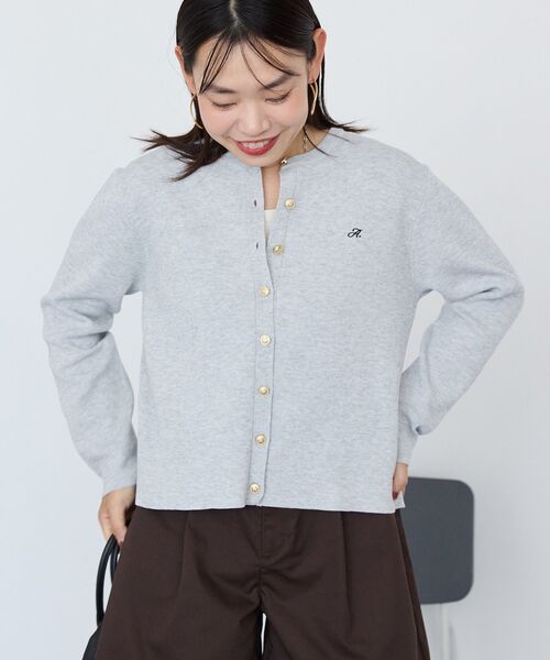 AMERICAN HOLIC（アメリカンホリック）の「ワンポイントロゴクルーカーディガン（カーディガン/ボレロ・レディース・ボルドー/杢グレー/ブラック/アイボリー・L/M）」の20枚目の写真