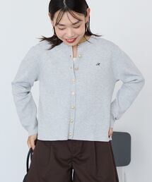 ワンポイントロゴクルーカーディガン