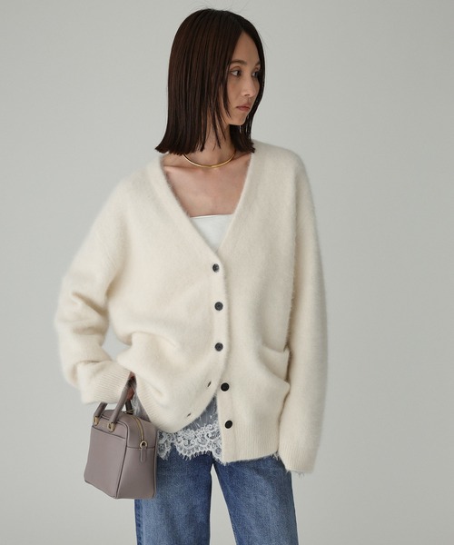 BABYLONE（バビロン）の「FOXカシミヤカーディガン（カーディガン/ボレロ・レディース・オフホワイト/チャコール/ホワイト/カーキ・フリー）」の22枚目の写真