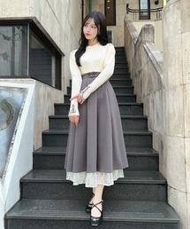 an another angelus | レースレイヤードタックフレアースカート(スカート)