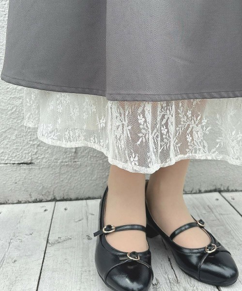 an another angelus（アンアナザーアンジェラス）の「レースレイヤードタックフレアースカート/fint フィント（スカート・レディース・ブラック/グレー・FREE）」の16枚目の写真