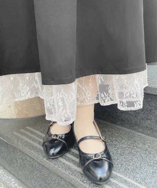 an another angelus（アンアナザーアンジェラス）の「レースレイヤードタックフレアースカート/fint フィント（スカート・レディース・ブラック/グレー・FREE）」の10枚目の写真