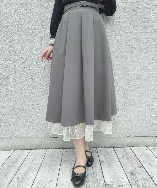 an another angelus（アンアナザーアンジェラス）の「レースレイヤードタックフレアースカート/fint フィント（スカート・レディース・ブラック/グレー・FREE）」の15枚目の写真