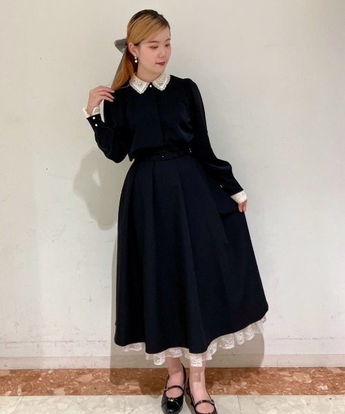 an another angelus（アンアナザーアンジェラス）の「レースレイヤードタックフレアースカート/fint フィント（スカート・レディース・ブラック/グレー・FREE）」の17枚目の写真