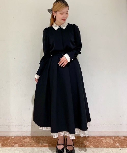 an another angelus（アンアナザーアンジェラス）の「レースレイヤードタックフレアースカート/fint フィント（スカート・レディース・ブラック/グレー・FREE）」の18枚目の写真