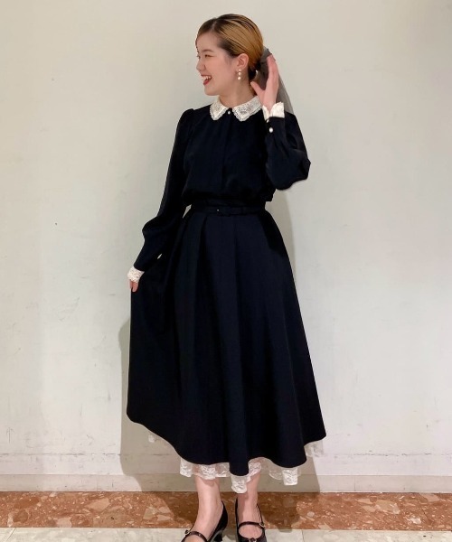 an another angelus（アンアナザーアンジェラス）の「レースレイヤードタックフレアースカート/fint フィント（スカート・レディース・ブラック/グレー・FREE）」の19枚目の写真