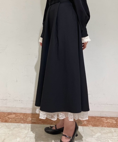 an another angelus（アンアナザーアンジェラス）の「レースレイヤードタックフレアースカート/fint フィント（スカート・レディース・ブラック/グレー・FREE）」の21枚目の写真