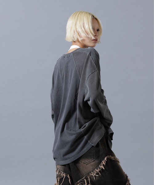 SIS(エスアイエス)の「SIS/エスアイエス/Switching L/S Tee(Tシャツ/カットソー・レディース・チャコールグレー/ベージュ・F)」の8枚目の写真