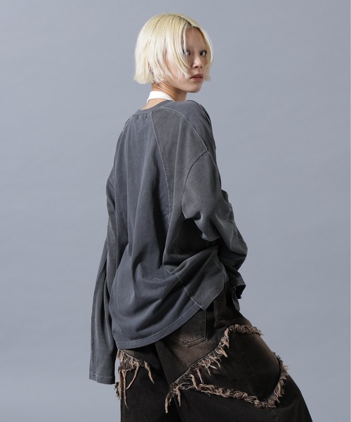 SIS(エスアイエス)の「SIS/エスアイエス/Switching L/S Tee(Tシャツ/カットソー・レディース・チャコールグレー/ベージュ・F)」の9枚目の写真
