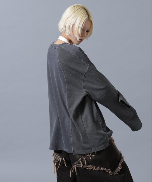 SIS(エスアイエス)の「SIS/エスアイエス/Switching L/S Tee(Tシャツ/カットソー・レディース・チャコールグレー/ベージュ・F)」の10枚目の写真