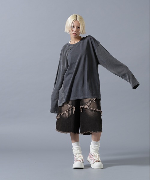 SIS(エスアイエス)の「SIS/エスアイエス/Switching L/S Tee(Tシャツ/カットソー・レディース・チャコールグレー/ベージュ・F)」の11枚目の写真