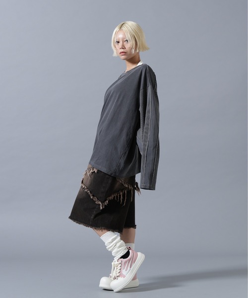 SIS(エスアイエス)の「SIS/エスアイエス/Switching L/S Tee(Tシャツ/カットソー・レディース・チャコールグレー/ベージュ・F)」の13枚目の写真