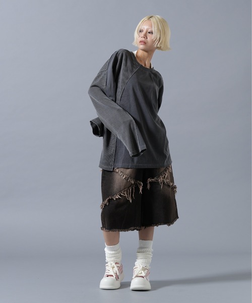 SIS(エスアイエス)の「SIS/エスアイエス/Switching L/S Tee(Tシャツ/カットソー・レディース・チャコールグレー/ベージュ・F)」の14枚目の写真