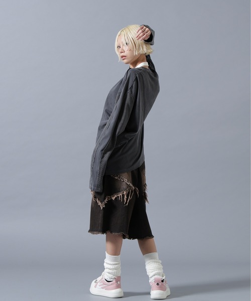 SIS(エスアイエス)の「SIS/エスアイエス/Switching L/S Tee(Tシャツ/カットソー・レディース・チャコールグレー/ベージュ・F)」の15枚目の写真