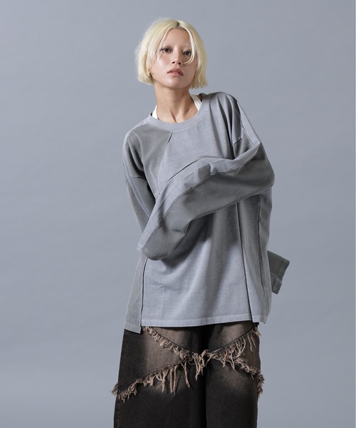 SIS(エスアイエス)の「SIS/エスアイエス/Switching L/S Tee(Tシャツ/カットソー・レディース・チャコールグレー/ベージュ・F)」の19枚目の写真