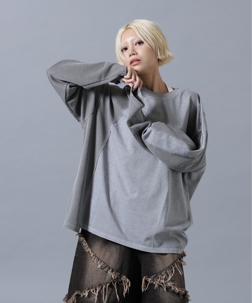 SIS(エスアイエス)の「SIS/エスアイエス/Switching L/S Tee(Tシャツ/カットソー・レディース・チャコールグレー/ベージュ・F)」の20枚目の写真