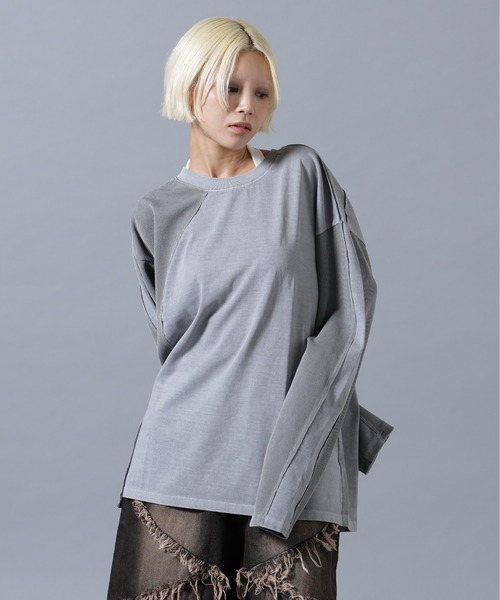 SIS(エスアイエス)の「SIS/エスアイエス/Switching L/S Tee(Tシャツ/カットソー・レディース・チャコールグレー/ベージュ・F)」の21枚目の写真
