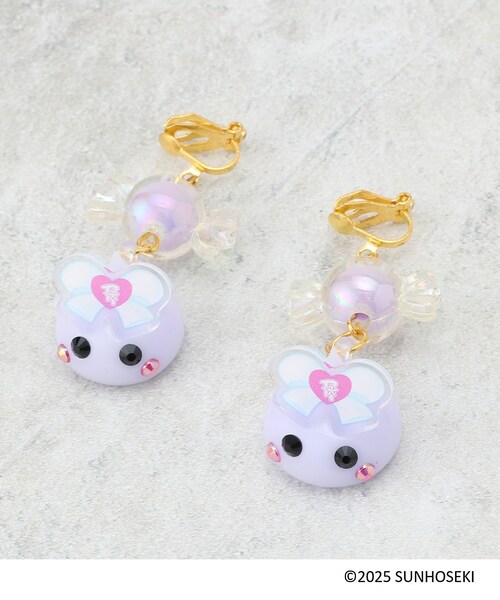 PINK-latte（ピンクラテ）の「◆【サン宝石ほっぺちゃんコラボ】イヤリング（イヤリング・キッズ・ライトパープル/ブラック/ベビーピンク・00）」の4枚目の写真