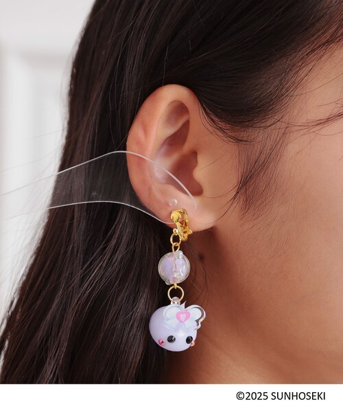 PINK-latte（ピンクラテ）の「◆【サン宝石ほっぺちゃんコラボ】イヤリング（イヤリング・キッズ・ライトパープル/ブラック/ベビーピンク・00）」の7枚目の写真