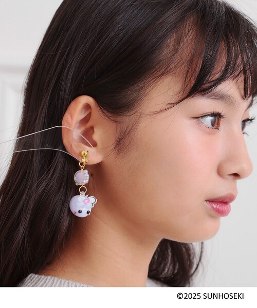 PINK-latte（ピンクラテ）の「◆【サン宝石ほっぺちゃんコラボ】イヤリング（イヤリング・キッズ・ライトパープル/ブラック/ベビーピンク・00）」の8枚目の写真