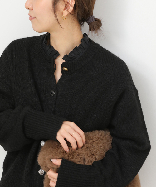 JOURNAL STANDARD relume(ジャーナルスタンダード レリューム)の「《追加3》ハイカウントコットンスタンドカラー2way(シャツ/ブラウス・レディース・ブラック/ブルー系その他/ホワイト・FREE)」の2枚目の写真
