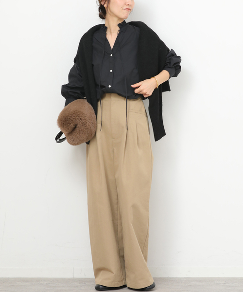 JOURNAL STANDARD relume(ジャーナルスタンダード レリューム)の「《追加3》ハイカウントコットンスタンドカラー2way(シャツ/ブラウス・レディース・ブラック/ブルー系その他/ホワイト・FREE)」の14枚目の写真