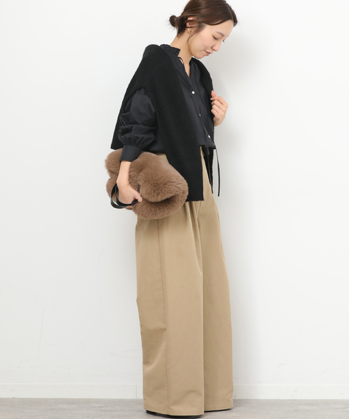 JOURNAL STANDARD relume(ジャーナルスタンダード レリューム)の「《追加3》ハイカウントコットンスタンドカラー2way(シャツ/ブラウス・レディース・ブラック/ブルー系その他/ホワイト・FREE)」の15枚目の写真