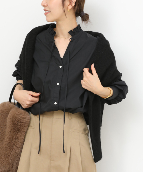 JOURNAL STANDARD relume(ジャーナルスタンダード レリューム)の「《追加3》ハイカウントコットンスタンドカラー2way(シャツ/ブラウス・レディース・ブラック/ブルー系その他/ホワイト・FREE)」の17枚目の写真
