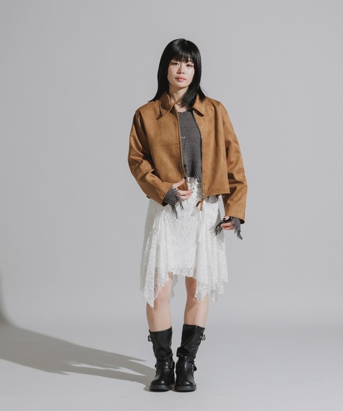 Chick(チック)の「Faux Suede Full-Zip Blouson / フェイクスエード フルジップブルゾン(ブルゾン・レディース・ブラック/キャメル・FREE)」の17枚目の写真