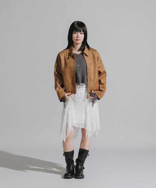 Chick(チック)の「Faux Suede Full-Zip Blouson / フェイクスエード フルジップブルゾン(ブルゾン・レディース・ブラック/キャメル・FREE)」の18枚目の写真