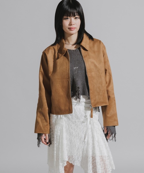 Chick(チック)の「Faux Suede Full-Zip Blouson / フェイクスエード フルジップブルゾン(ブルゾン・レディース・ブラック/キャメル・FREE)」の14枚目の写真