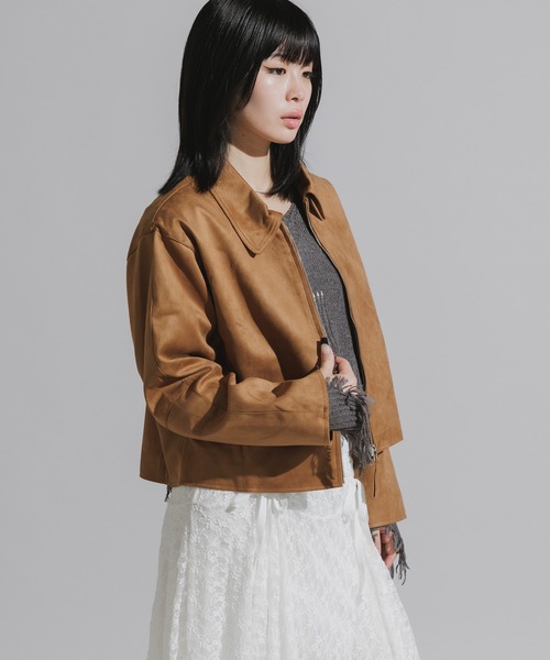 Chick(チック)の「Faux Suede Full-Zip Blouson / フェイクスエード フルジップブルゾン(ブルゾン・レディース・ブラック/キャメル・FREE)」の15枚目の写真