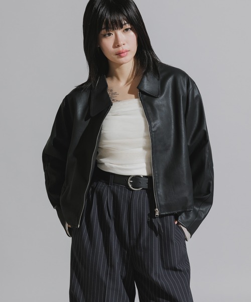 Chick(チック)の「Faux Suede Full-Zip Blouson / フェイクスエード フルジップブルゾン(ブルゾン・レディース・ブラック/キャメル・FREE)」の3枚目の写真