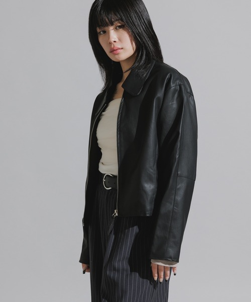 Chick(チック)の「Faux Suede Full-Zip Blouson / フェイクスエード フルジップブルゾン(ブルゾン・レディース・ブラック/キャメル・FREE)」の6枚目の写真