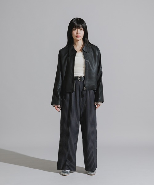 Chick(チック)の「Faux Suede Full-Zip Blouson / フェイクスエード フルジップブルゾン(ブルゾン・レディース・ブラック/キャメル・FREE)」の8枚目の写真