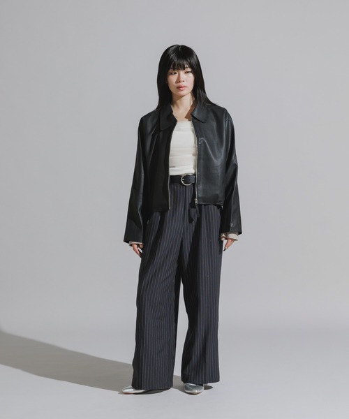 Chick(チック)の「Faux Suede Full-Zip Blouson / フェイクスエード フルジップブルゾン(ブルゾン・レディース・ブラック/キャメル・FREE)」の9枚目の写真