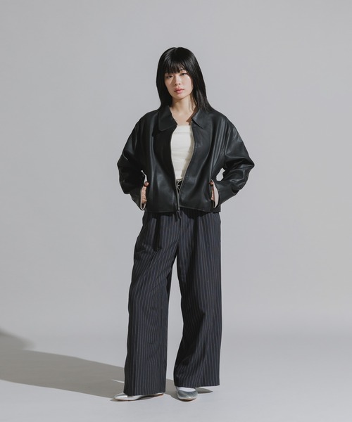 Chick(チック)の「Faux Suede Full-Zip Blouson / フェイクスエード フルジップブルゾン(ブルゾン・レディース・ブラック/キャメル・FREE)」の10枚目の写真